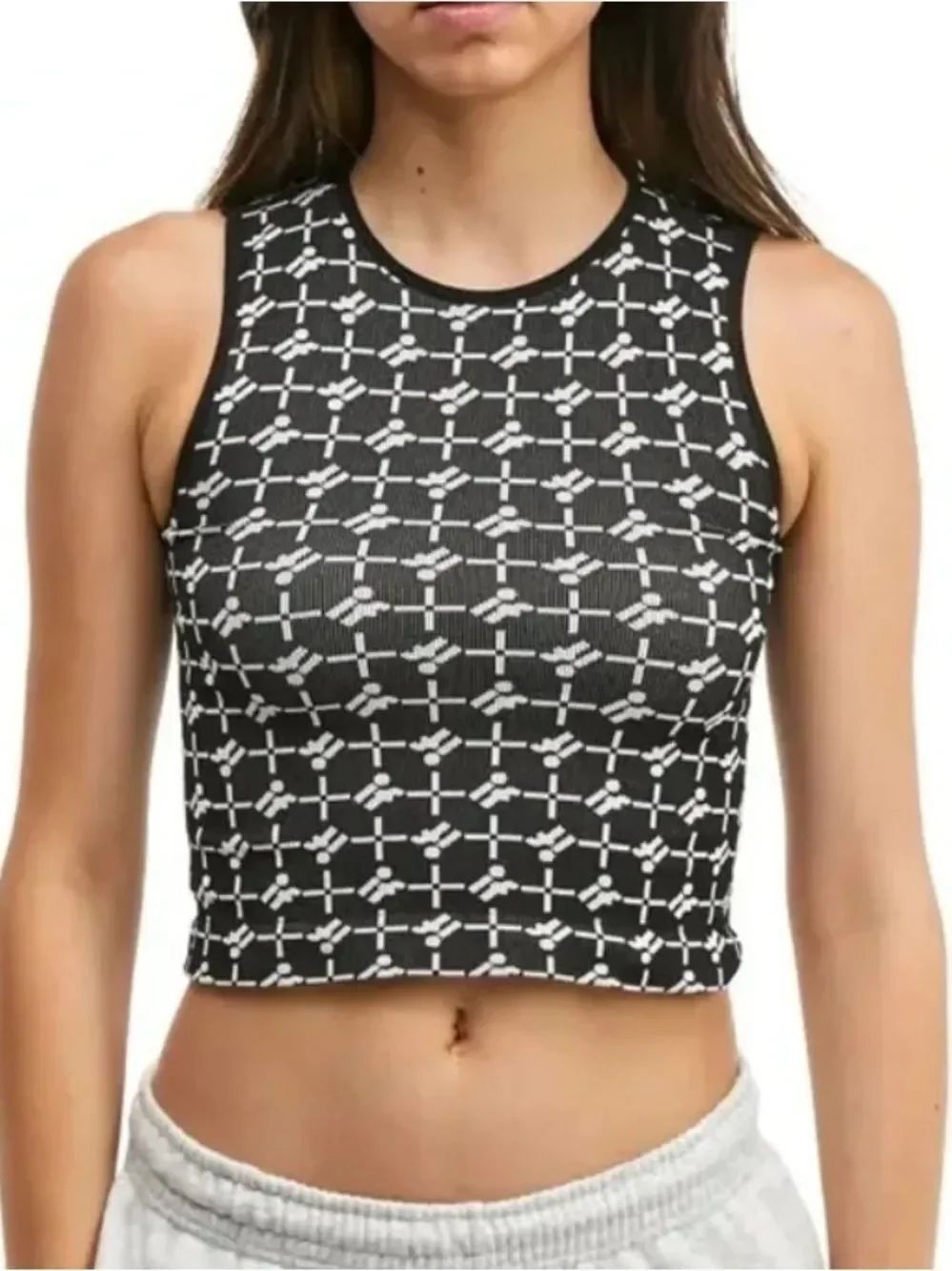 Urban Outfitters Iets Frans tank top geometric, black white Size: Medium